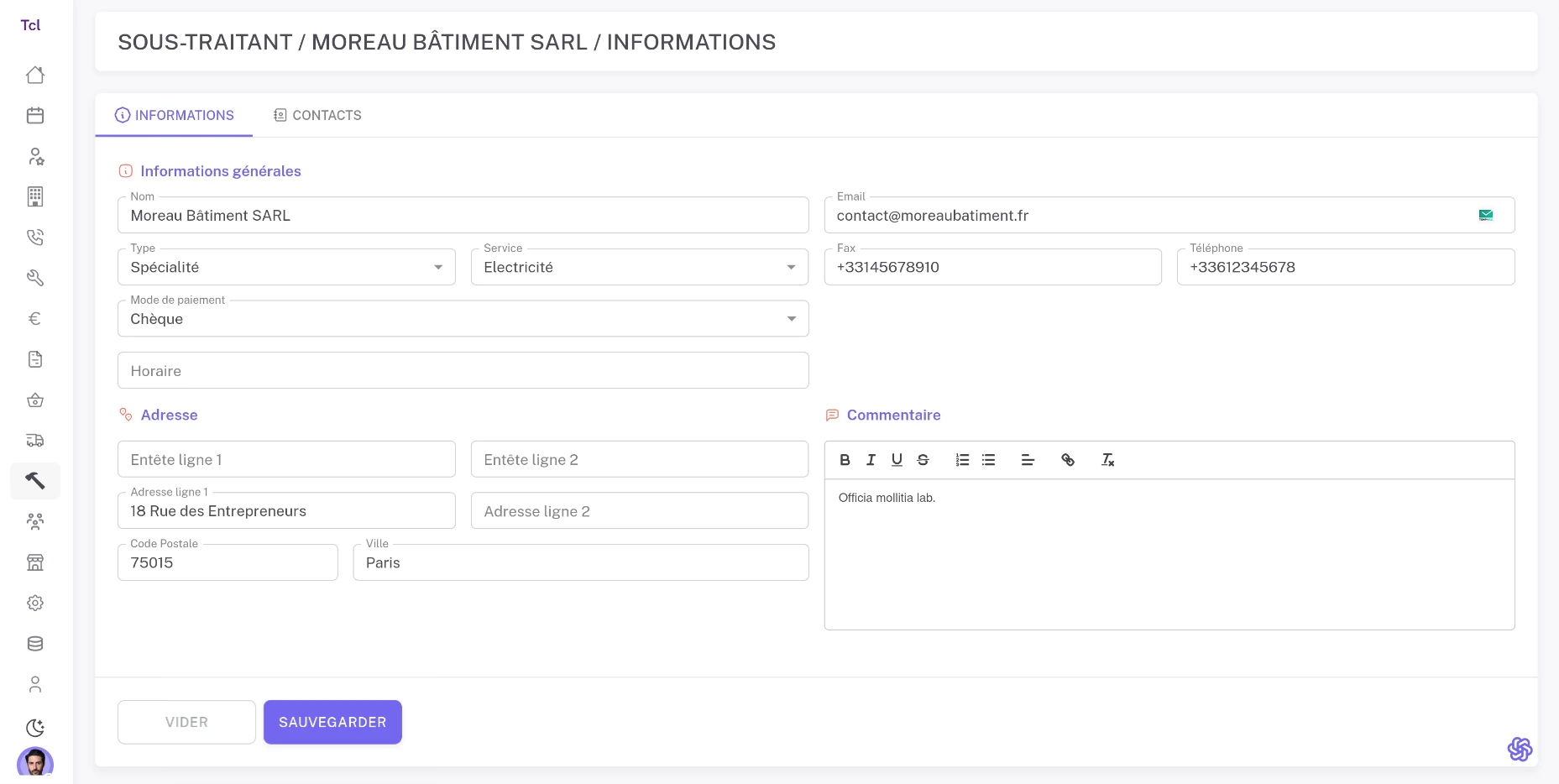 Gestion centralisée des sous-traitants