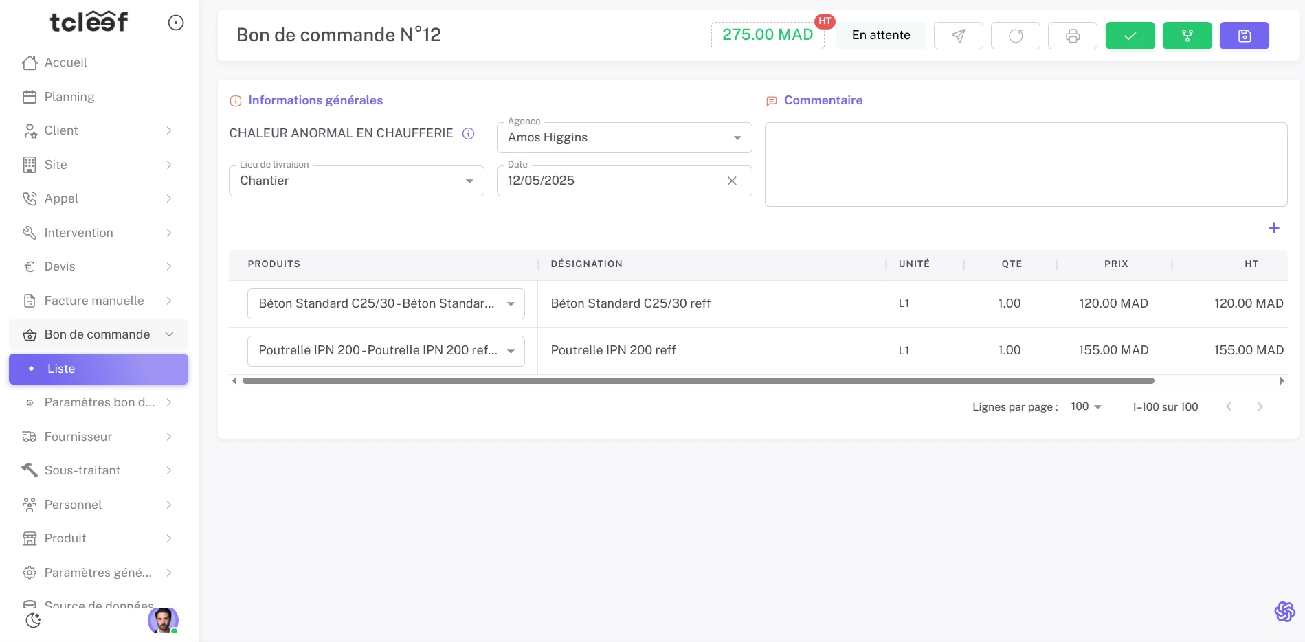 Gestion centralisée des commandes