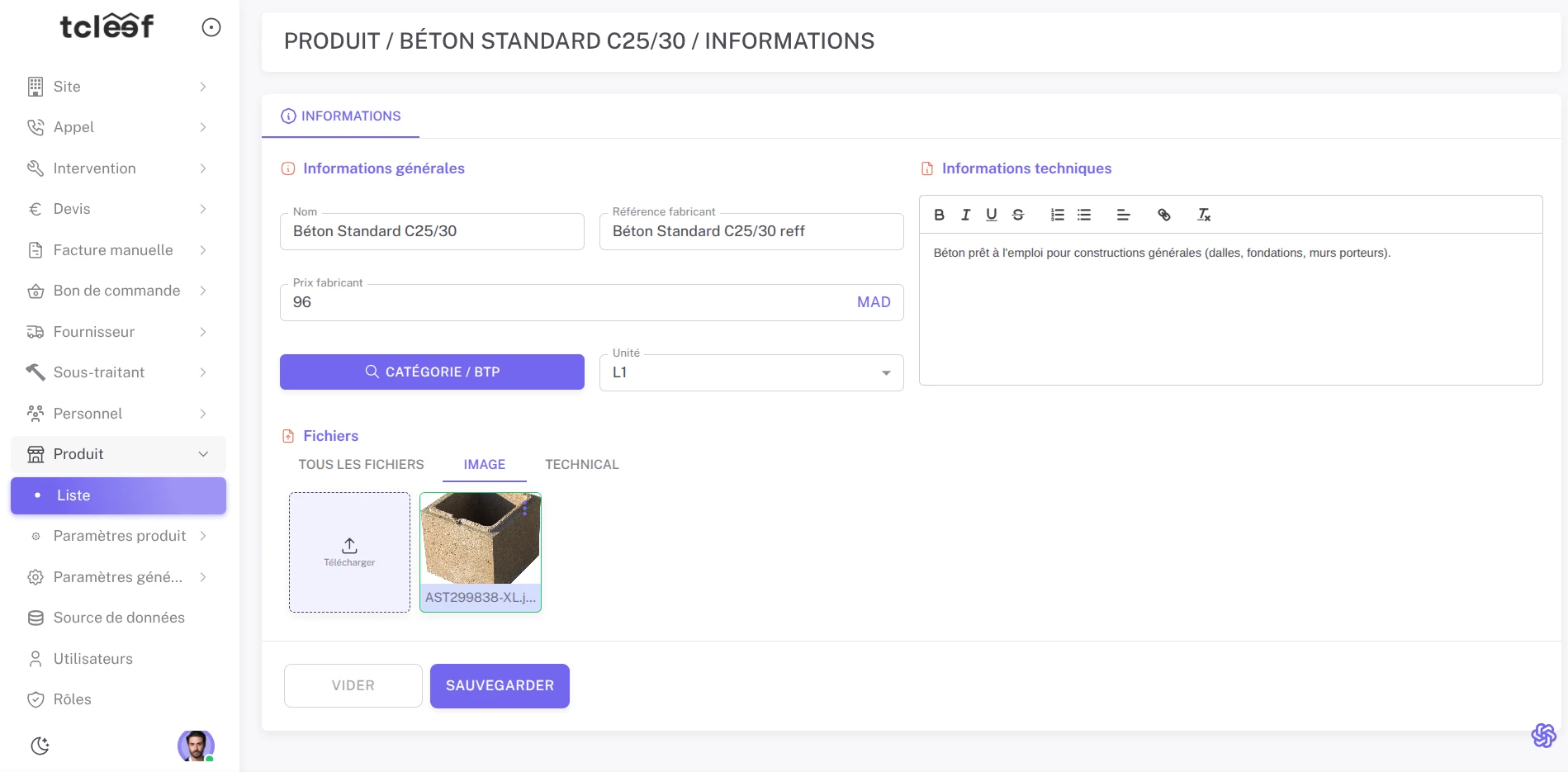 Catalogue détaillé